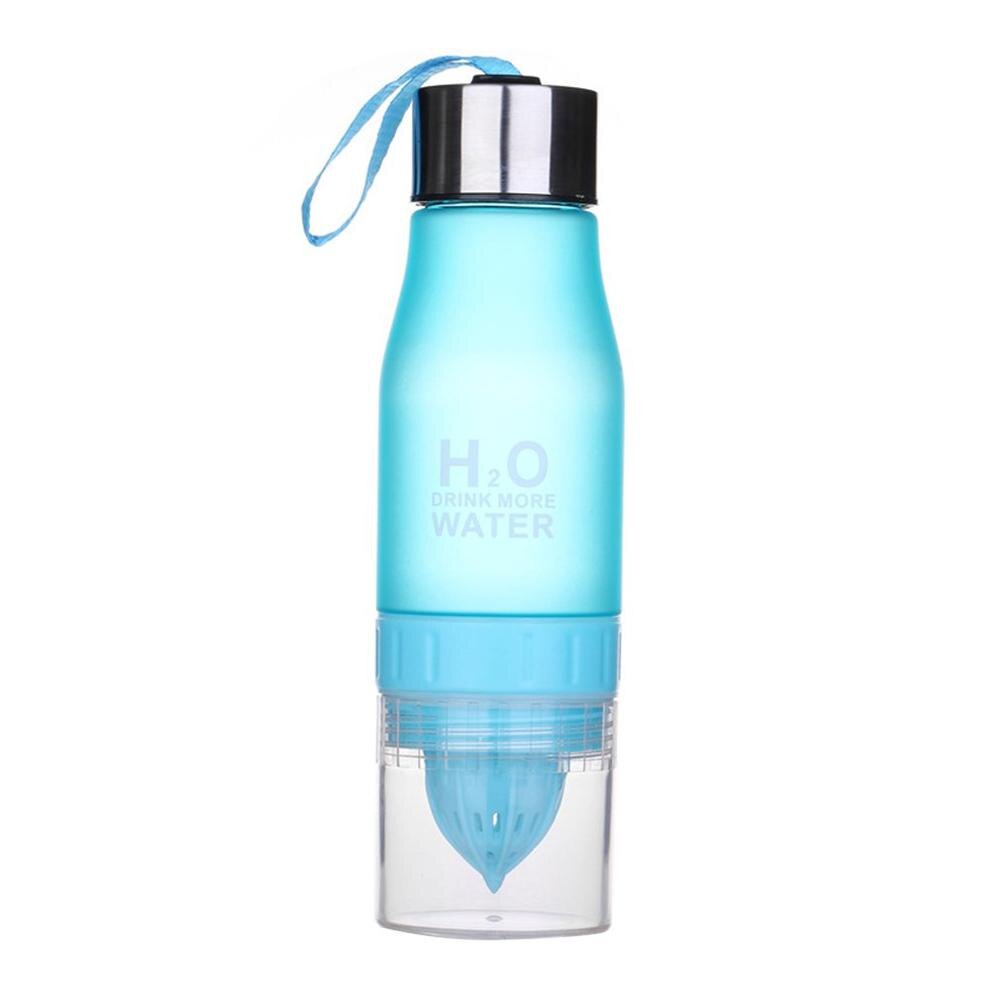 Lemon Juice Infuser Water Bottle 650ml Plastic Portable Casual Fruits Juice Cup For Water Sport Drinking Bottles Color: blue
