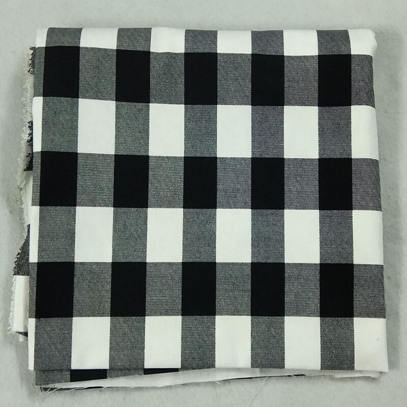 Tela de algodón 100% viaPhil para decoración del hogar, tejido grueso, negro, blanco y gris, con estampado de cuadros grandes mezclados, retales de animales