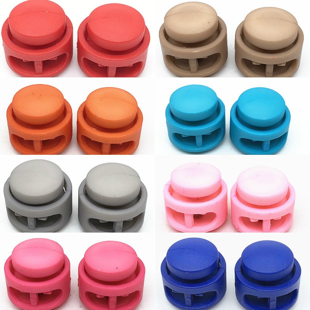 50PCS Double Hole Spring Cord Lock Round Ball Shaped Toggle Stoppers Apparel Shoelace Sportswear DIY Accessories