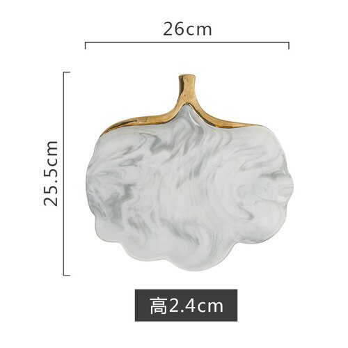 Eenvoudige Gloden Marmer Keramische Schotel Soep Rijstkom Salade Sieraden Opbergvak Decoratieve Servies YHJ021104: leaf soup plate-gray