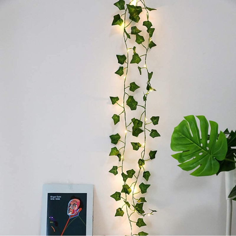 2m 20 led fairy lights snöre murgröna löv för halloween julträd trädgård gård hem uteplats bröllopsfest sovrum dekoration
