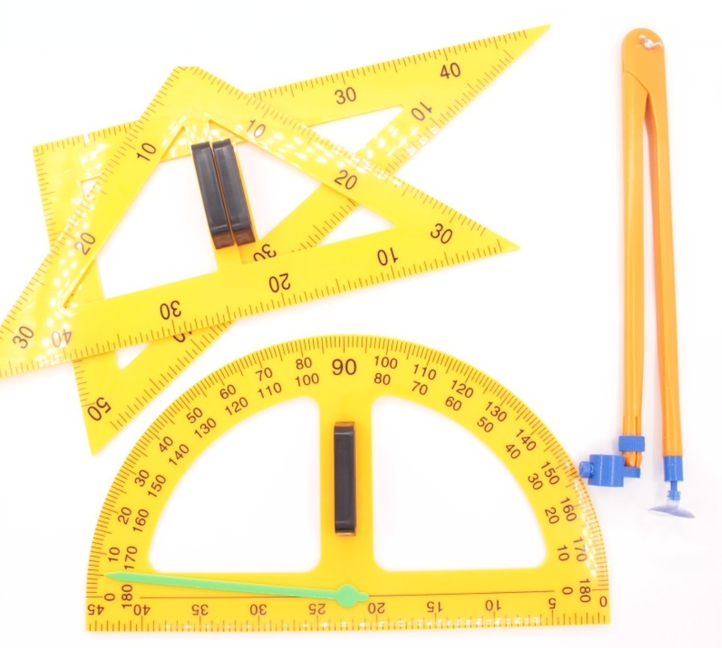 Math Teacher Ruler (Triangular Rulers,Protactor,Compasses); Teaching Math Set with Magnet Can Stick on the board School Supplies