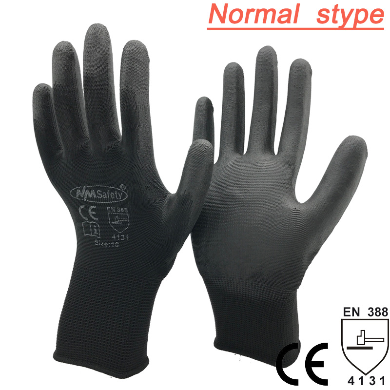 24 piezas/12 pares de guantes de seguridad para el trabajo de protección Industrial guantes de algodón de nailon Pu negro con NMSafety para jardín todos los tamaños: Otros / L