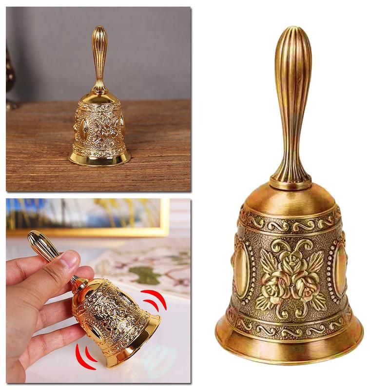 1Pcs Hand Bell Metal Tone Koperen Ring Alarm Hand Hold Dienst Call Bell Desktop Bel Thee Dinner Bells Game bells Xmas Klokken