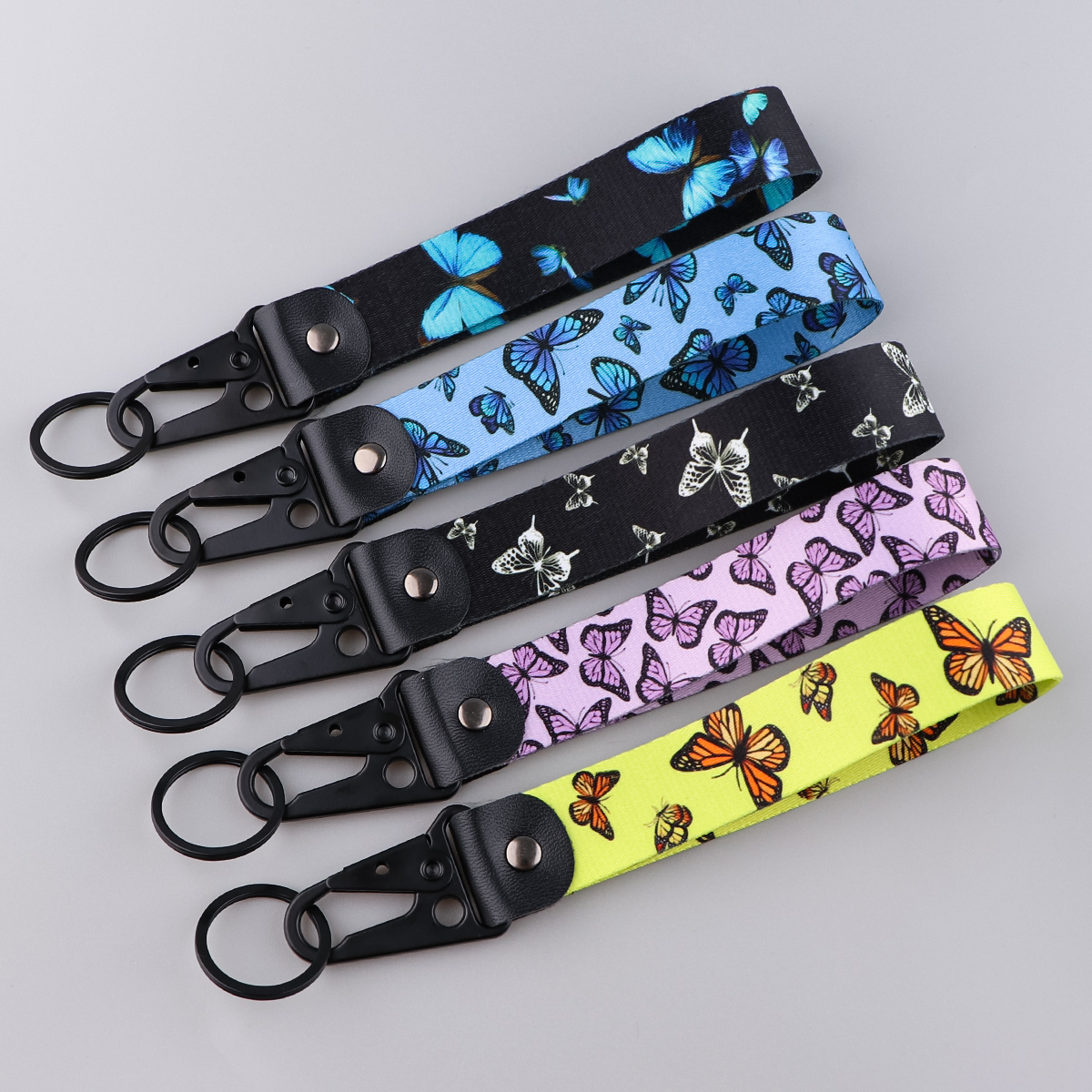 LLavero de mariposa para coche, cordón para llaves, USB, tarjeta de identificación para gimnasio, soporte para insignia, correas para teléfono móvil, correas cortas para muñeca, accesorios para llavero