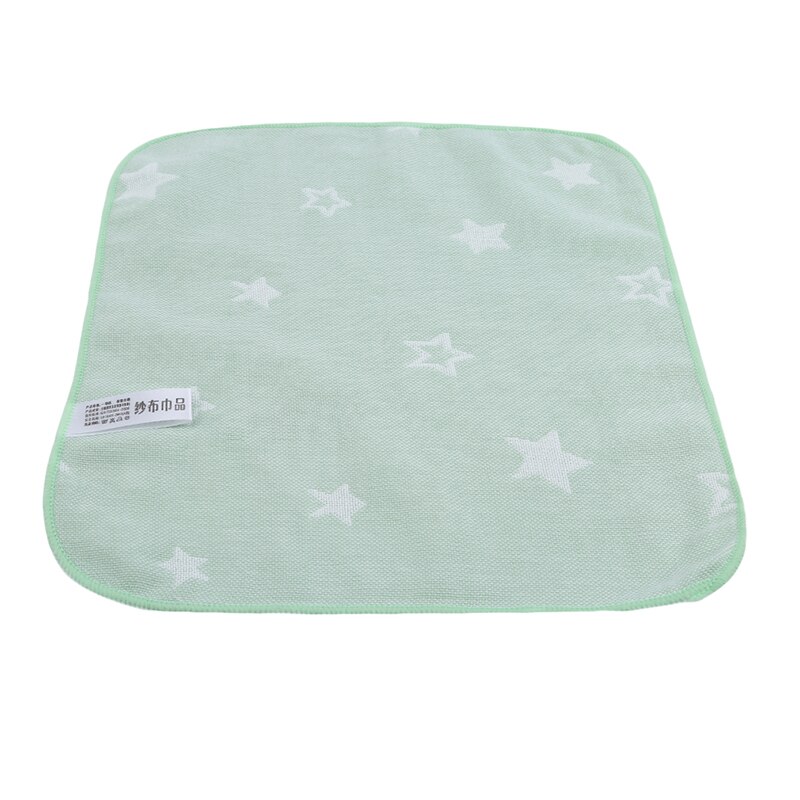 2 st spädbarnshandduk 25*25cm muslin handduk näsdukar två lager torka handduk: Gröna stjärnor