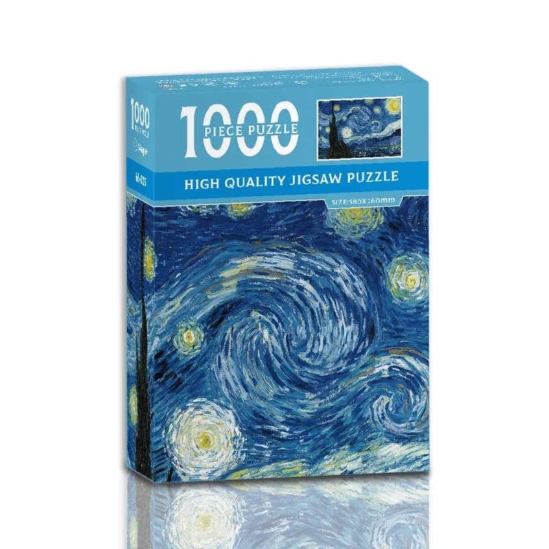 Mini-puzzle, 1000 -teilig, für erwachsene, van gogh, die sternennacht, papier-weihnachtsspielzeug: Weiß