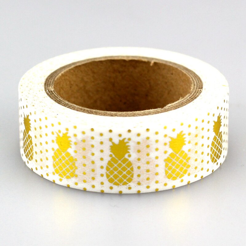 10m Foil Washi Tape Pineapple Stripe Dot Set Japanese Stationery Kawaii Stickers Scrapbooking Tools Masking Tape Diy Photo Album