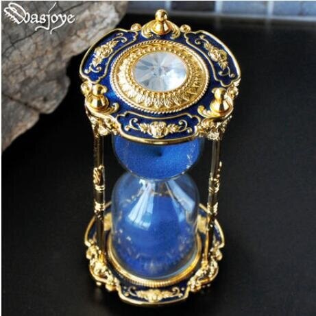 luxury 15min gold /silver metal sand timer sablier decoration sand watch douche timer for home decoration Hg004: Gold