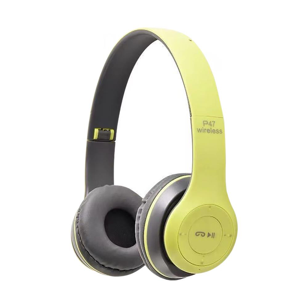 P47 sem fio bluetooth fone de ouvido com microfone dobrável fones baixo alta fidelidade som música estéreo para smartphone tv jogo: Verde