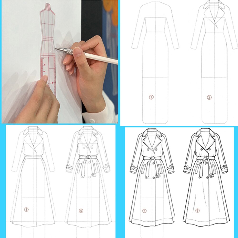 3/4/5pcs Clothes chart template ruler Women Drawing Ruler Figure Sketch Female Model Sewing Decoration Supplies FP8