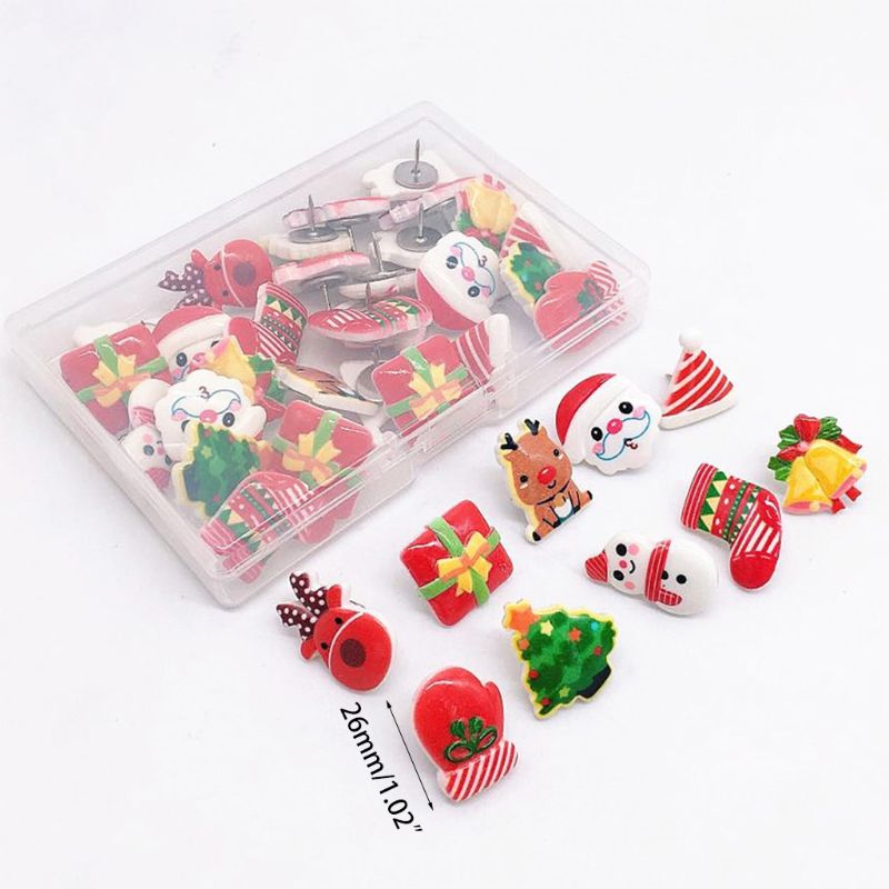30 Uds. Chinchetas decorativas para mapa, chinchetas para tablero de corcho, escuela, oficina, papelería de dibujos animados, de Navidad