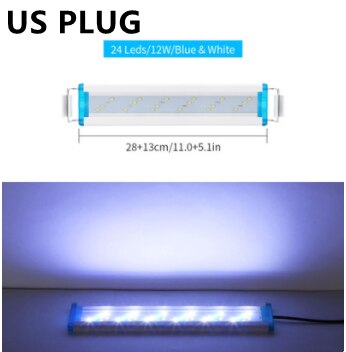 Super Slim LEDs Aquarium Lighting Aquatic Plant Grow Light 18-75CM Extensible Waterproof Bright Clip Blue Lamp Fish Tank 90-260V: Black