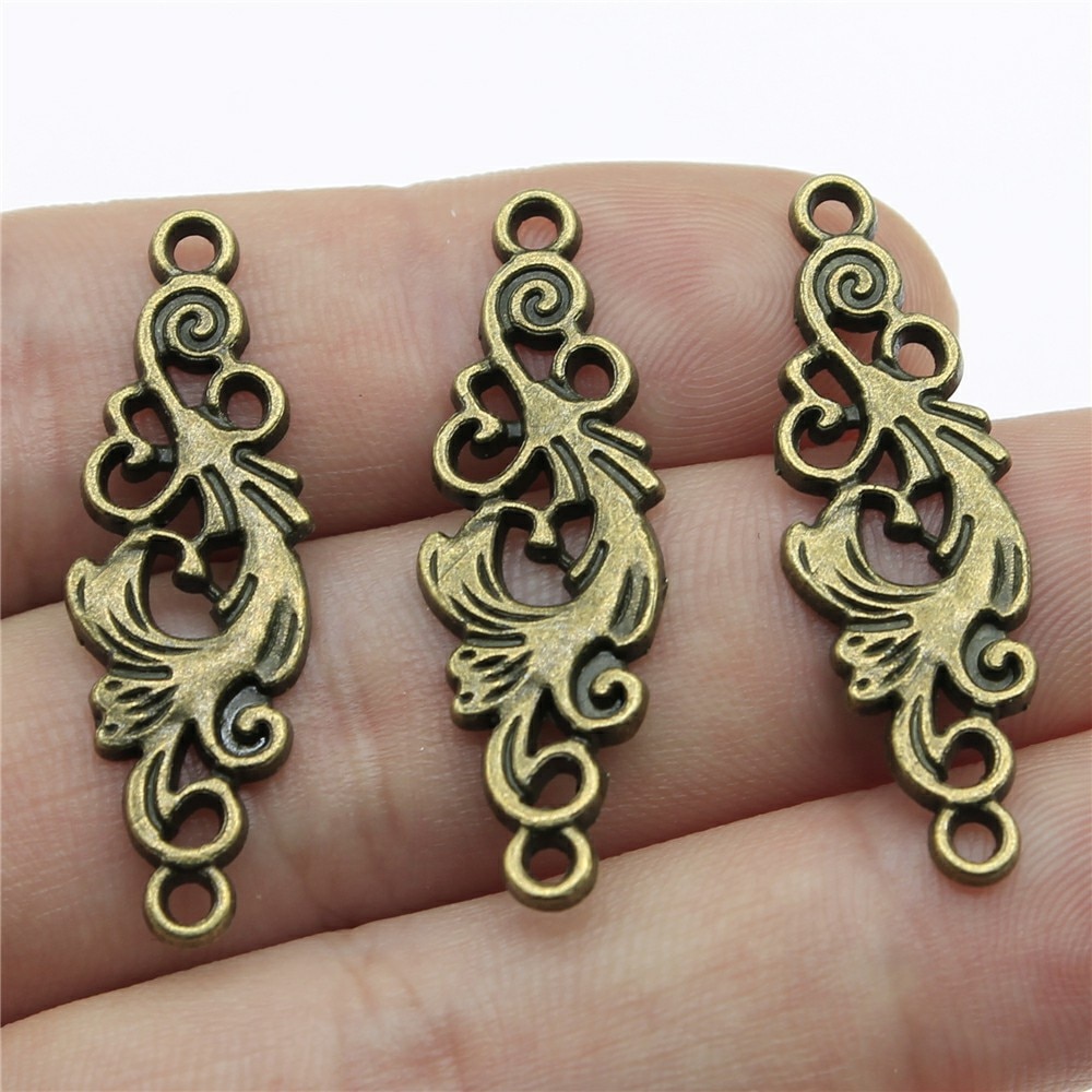 WYSIWYG 6pcs 36x11mm Vintage Fascini del Connettore di Fascino Per Monili Che Fanno di Colore Bronzo Antico di Fascini del Connettore di Fascino connettore