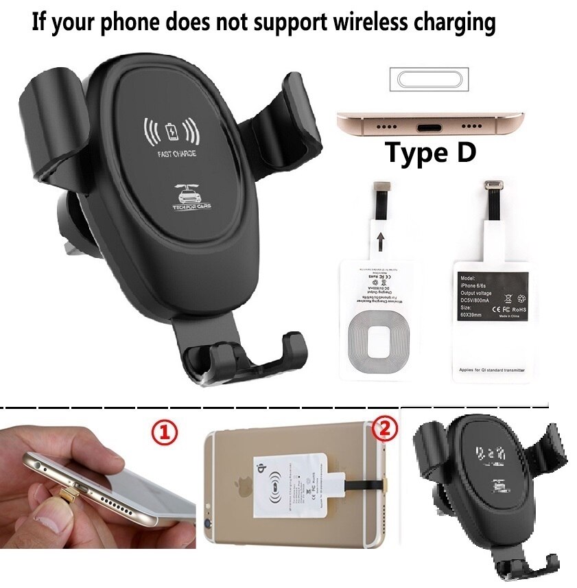 D12 Automatic Clamping Gravity Car Phone Holder 10W Qi Wireless Fast Car Charger for iPhone 11 Pro Max Huawei P30 Pro Samsung S9: for iPhone