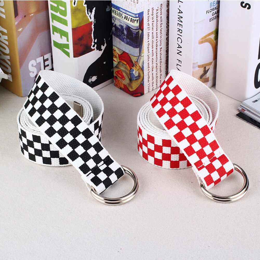 Women's Checkerboard Belt Canvas Waist Belts Cummerbunds Waistband Casual Checkered Black White Plaid Belt
