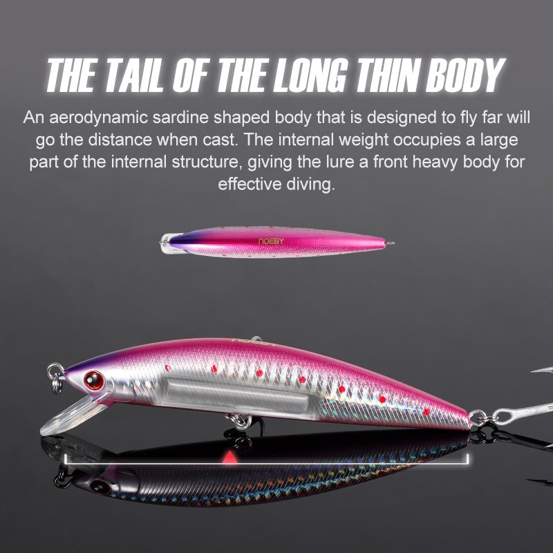 Noeby Minnow Fishing Lure 120mm 42g Sinking Shore Casting Wobbler Artificial Hard Bait Boat Flatfish Sea Fishing Lures Tackle