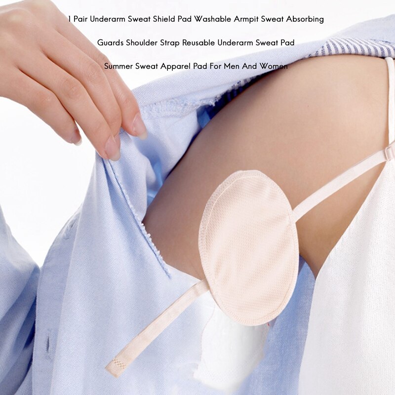 1 par underarm svette skjold pute vaskbar armhule svette absorberende verner skulderrem gjenbrukbar underarm svette pad sommer svette