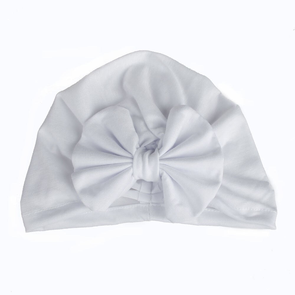 PUDCOCO Mädchen Jungen Baby Kind Bowknot Einfarbig Stretchy Turban Casual Hut Haar Kopf Wrap Kappe: WHITE