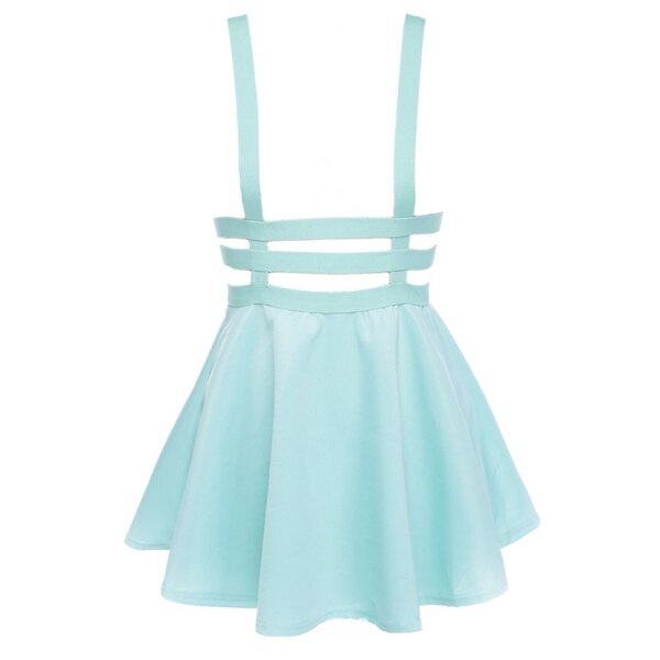 Mini Falda Skater para mujer, ropa con tirantes, cintura alta, Verano: L