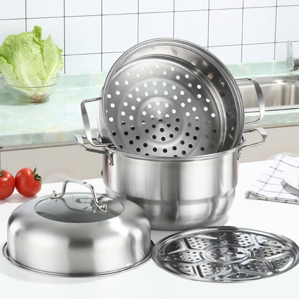 Stainless Steel Steamer Pot Set Heavy Duty Cooking Pot Kitchen Cookware