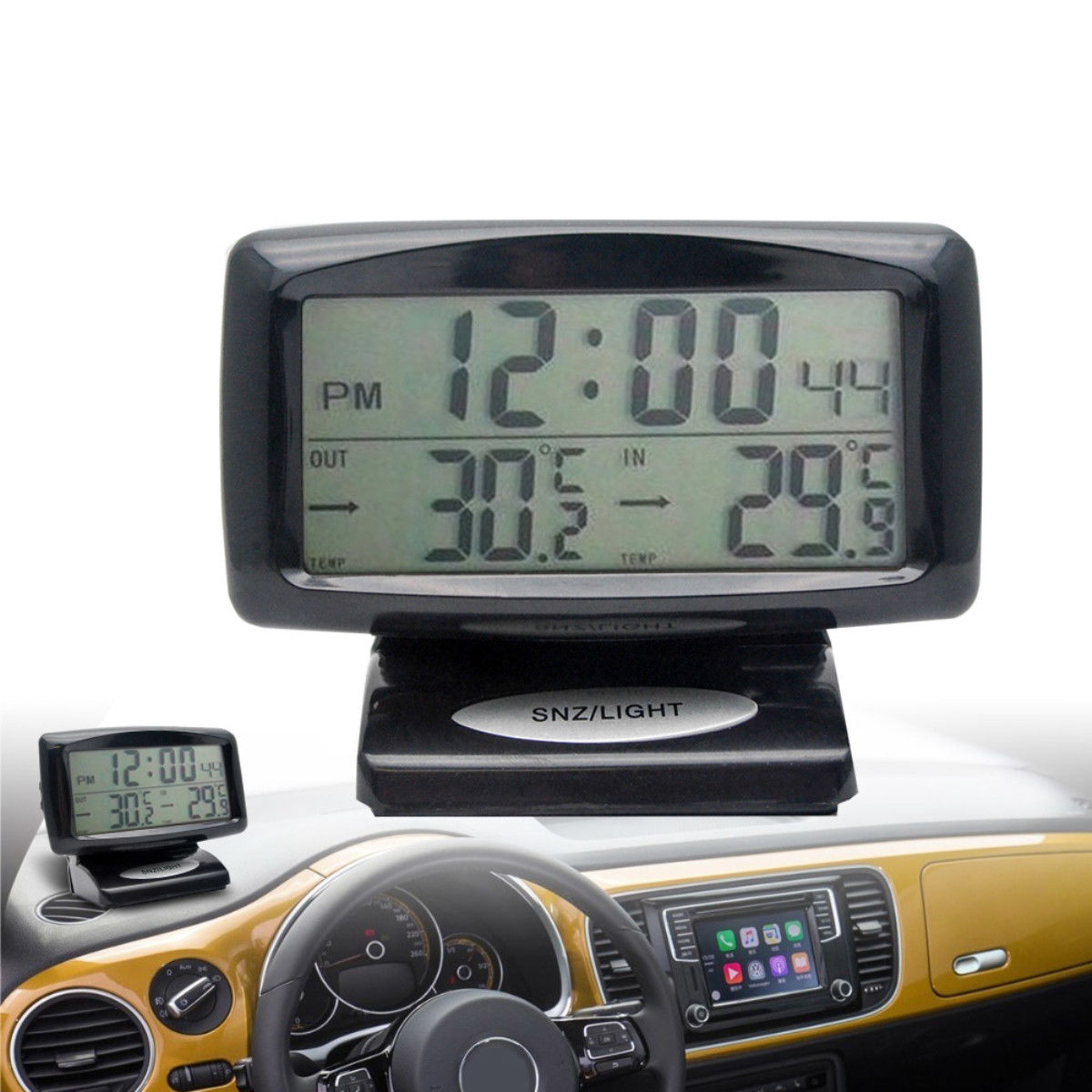 Auto Digitale Kompas Met Klok In/Out Thermometer Kalender Functie Lichtgevende