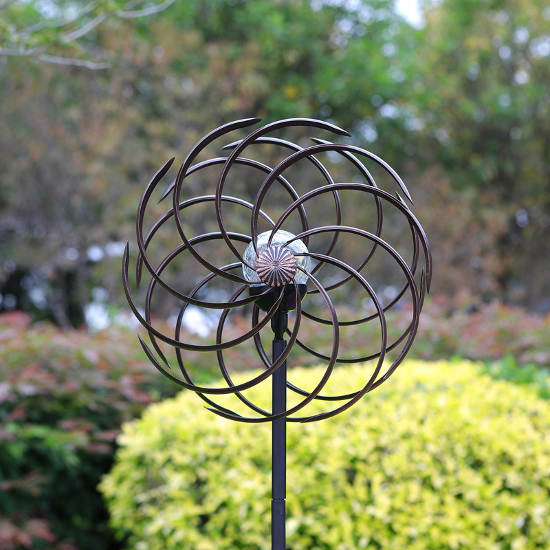 Spinner de viento colgante para jardín, llama de Mandala, acero inoxidable 3D, giratorio fácil, para exterior: Black