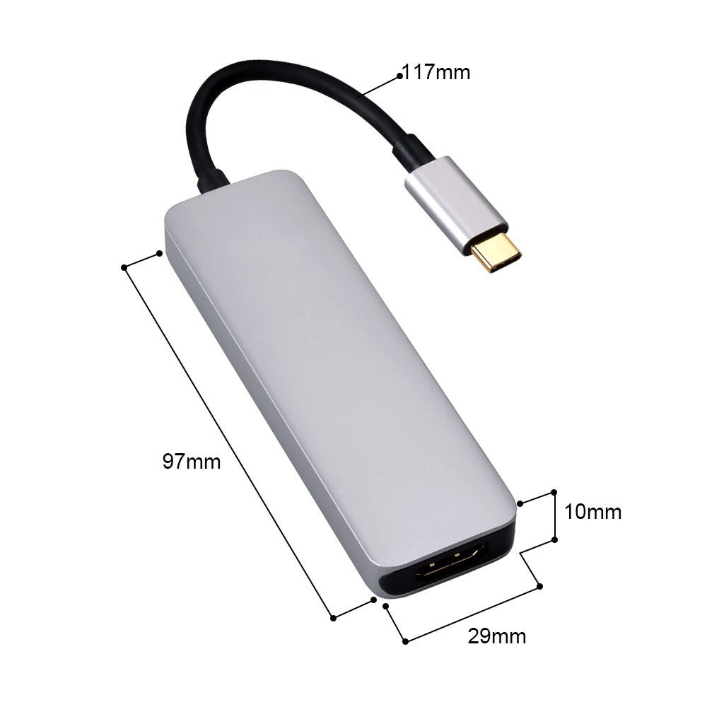 4K 30Hz 1080P Video Output Type C Hub Adapter Voor Macbook Usbc Naar Hdmi 2 Usb 3.0 5Gbs Sd Tf Card Slot