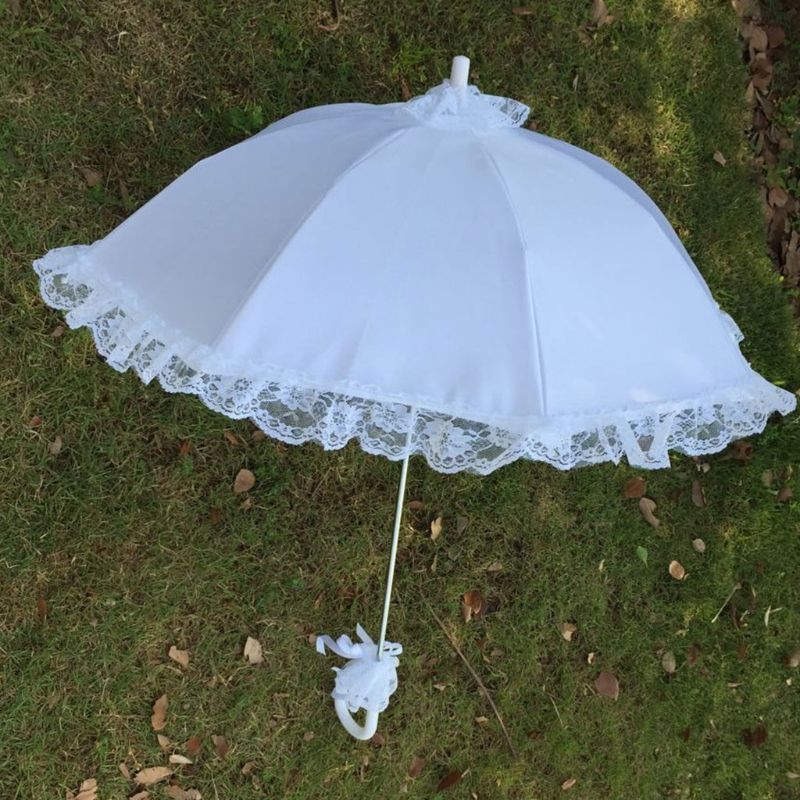 Wedding Bridal Parasol Paraplu Hollow Lace Wit Romantische Foto Props Decoratieve Paraplu Bloem Meisje