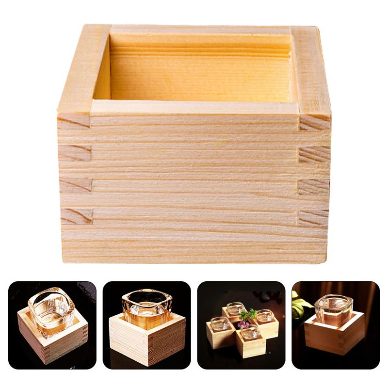 Sake Cup Box Wooden Japanese Masu Cups Tea Traditional Glasses Mug Container Saki Storage Wood Party Square Tiramisu