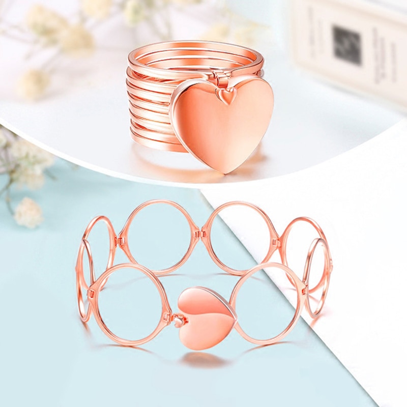 Wonderlife anneau rétractable Bracelet changement double usage coeur pliant anneau Bracelets pour femme bijoux