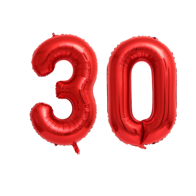 2pcs 32/40 inch Happy 30 Birthday Foil Balloons Red Pink Blue Silve Number 30th Years Old Party Decorations Anniversary Supplies: red / 32inch