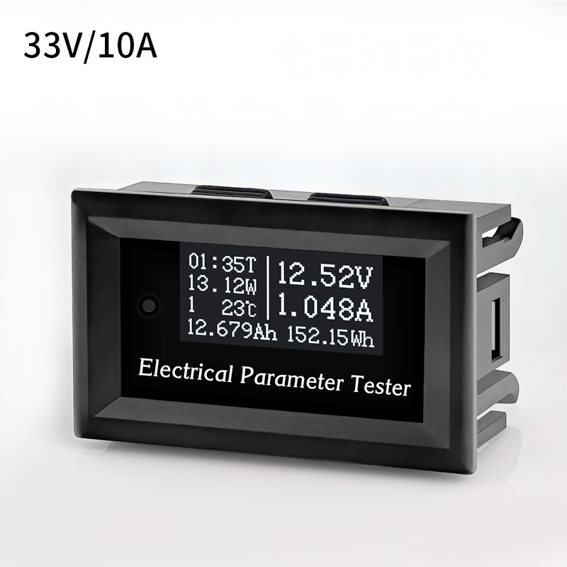 Multifunctionele Oled Tester Dc Spanning Huidige Frequentie Power Run Tijd Temperatuur Energie En Capaciteit Meter: 33V-10A OLED