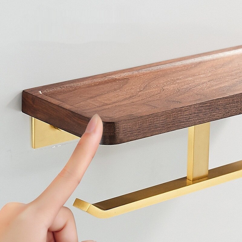 Portasciugamani di carta in legno porta rotolo di carta igienica solido porta rotolo di carta igienica da bagno senza punzonatura ottone di alta qualità
