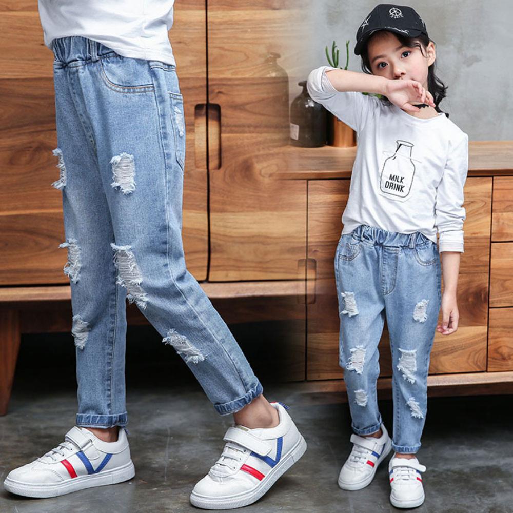 Automne printemps enfants jean pantalon enfants vêtements garçon Denim enfant en bas âge pantalon ample fille adolescents déchiré jean vêtements 6-14 ans