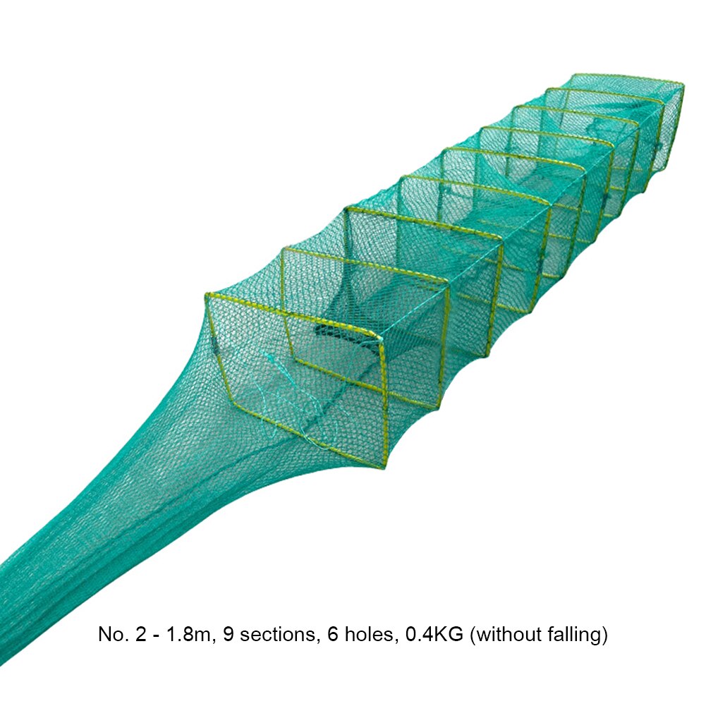 Lightweight Fishing Landing Net Crayfish Shrimp Catcher Casting Network Mesh Fish Trap Cage Fishing Accessories: 1.8M