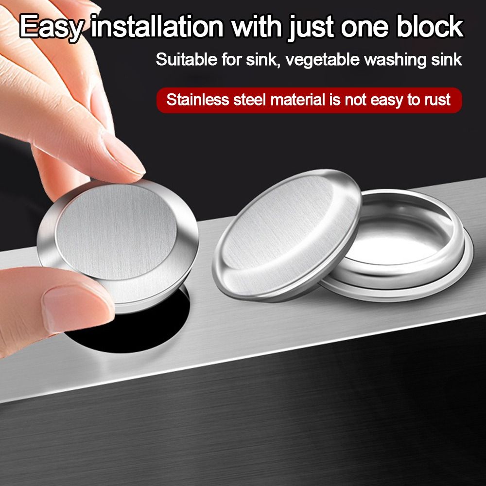 Tapón de fregadero de acero inoxidable, cubierta de orificio para grifo, tapón de agua, sello de drenaje de cocina, lavabo antifugas, accesorios de fácil uso para lavandería