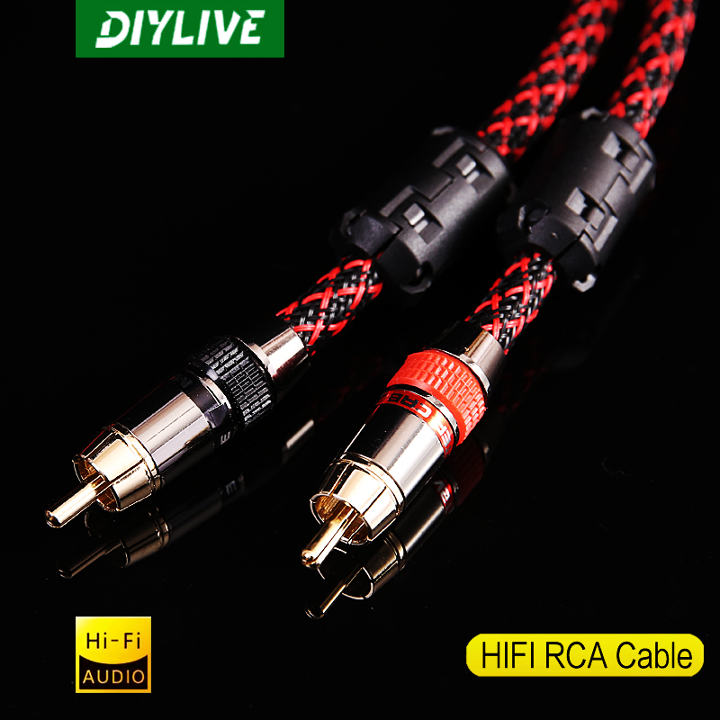 DIYLIVE 1 para kabel audio RCA 2 RCA do 2 RCA Interconnect kable radio HIFI 6N OFC z męskiego na męskie dla wzmacniacza DAC TV samochodowy sprzęt audio