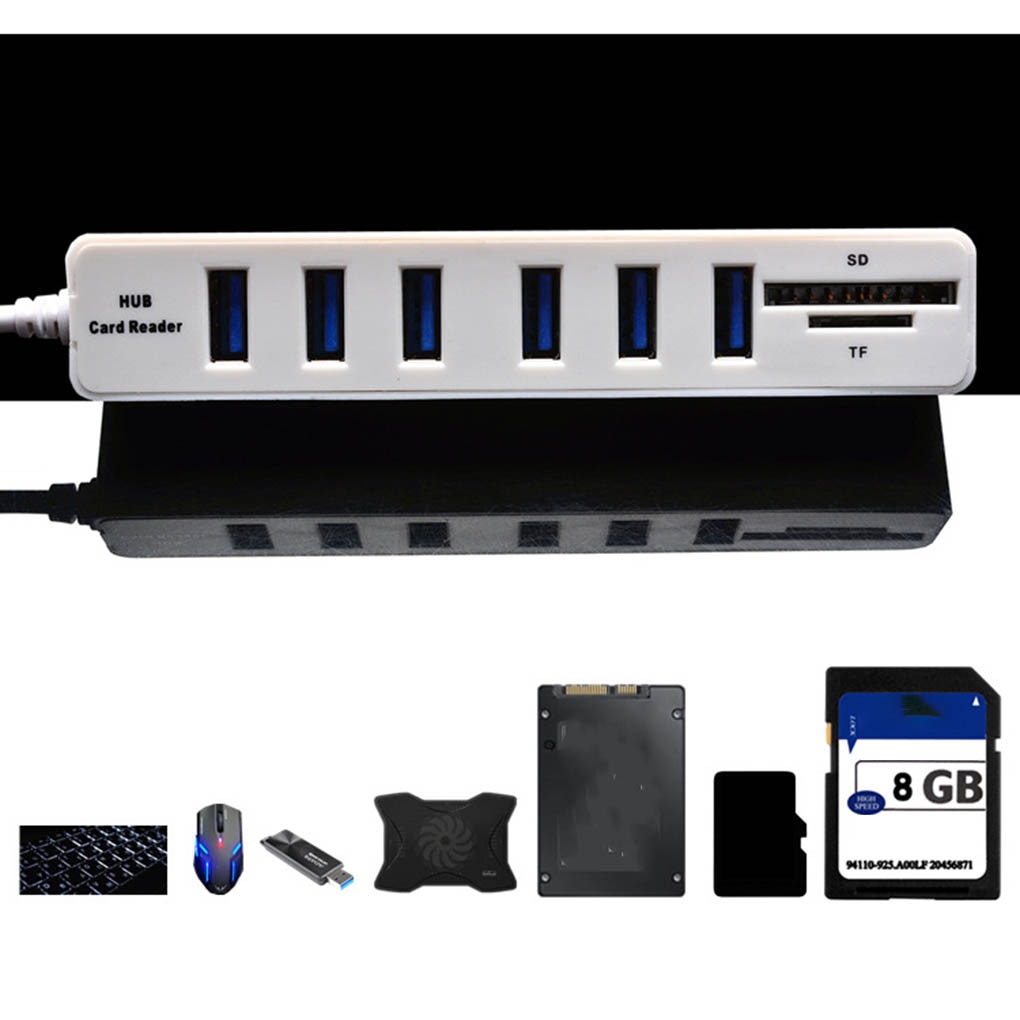 8 Ports 2.0 HUB SD/TF Memory Card Reader Splitter ... – Vicedeal
