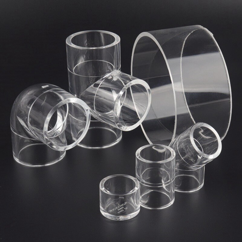 1pc Hi 20~32mm Transparent Pipe Fittings Aquarium Fish Tank Plexiglass Pipe Joint Elbow Tee Clear Acrylic Pipe Connector