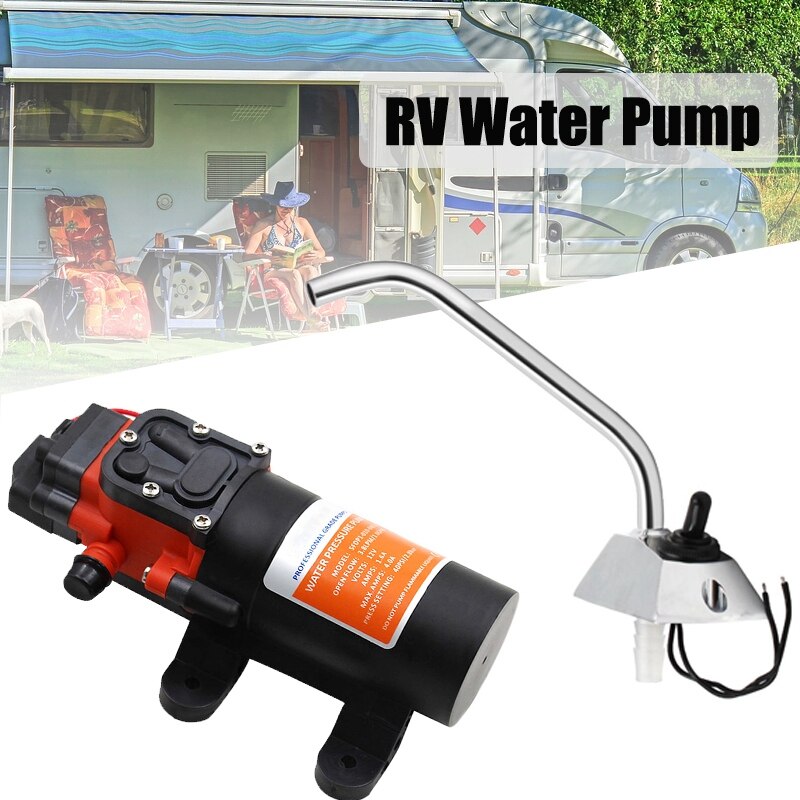 12v rv vattentryck pump , 3.8 l/ min elektrisk sötvatten pump med kran kran för rv husbil marin båt gräsmatta