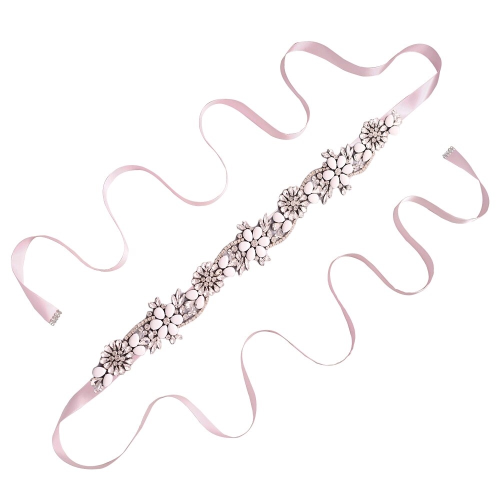 TRiXY S431 Elegante Silber Strass Gürtel Hochzeit Gürtel Schärpe Braut Gürtel für Frauen Brautjungfer Gürtel Juwel Gürtel für Braut Bund: Rosa