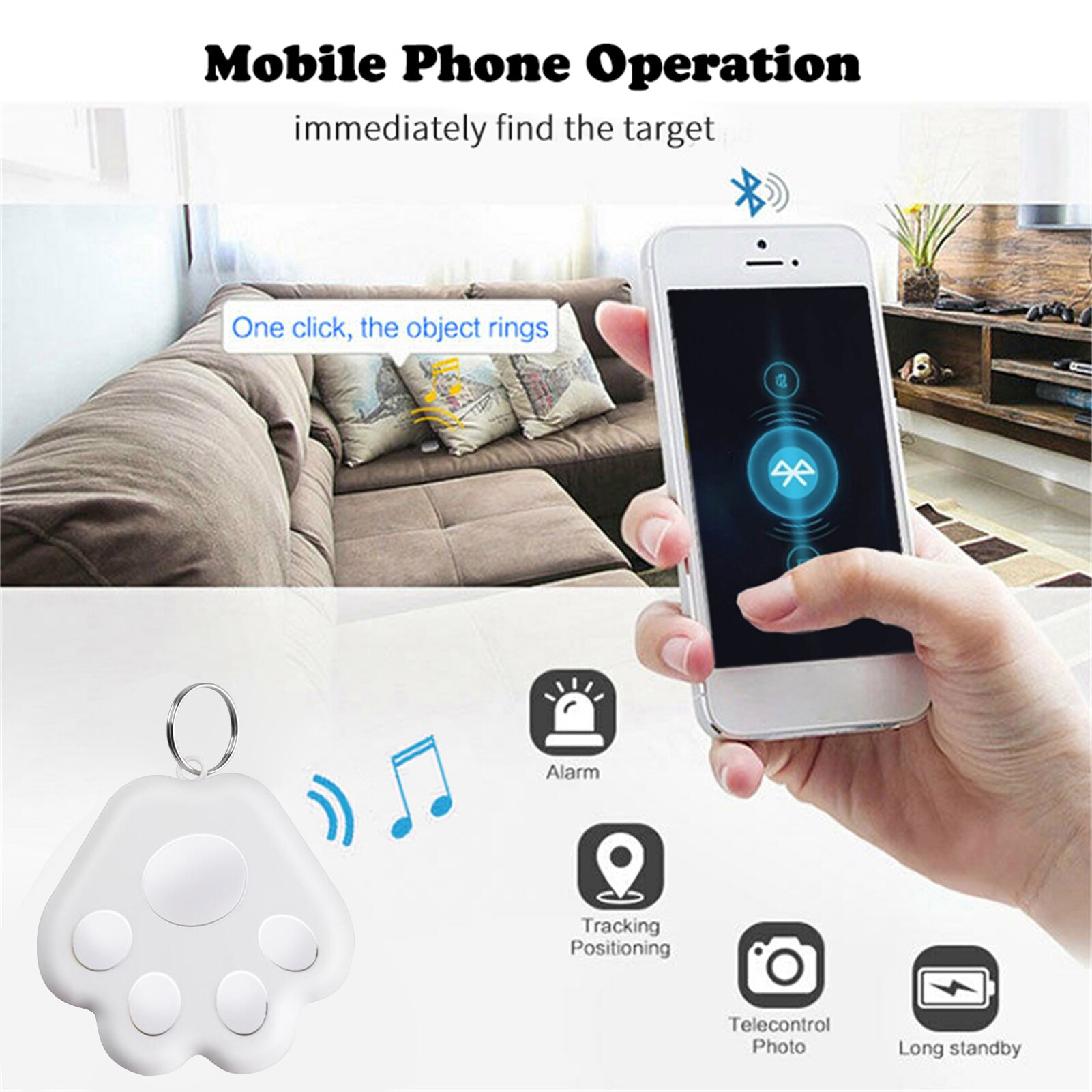 Bluetooth Anti-lost Device Tracking Selfie Finder Dog Paw Anti-lost Device Tracking Selfie Finder Pets' Paw Tracking Self Timer