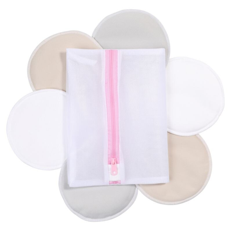 (6 Pack) Bamboe Verpleging Pads Met Bonus Waszak Herbruikbare Wasbare Borstvoeding Pad: A
