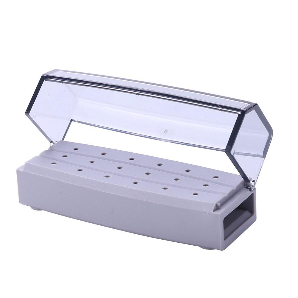 Dental Burs Stand Sterilizable Organizer Rack Displayer with Transparent Cover Easy to Use Save a Lot of Space Gray