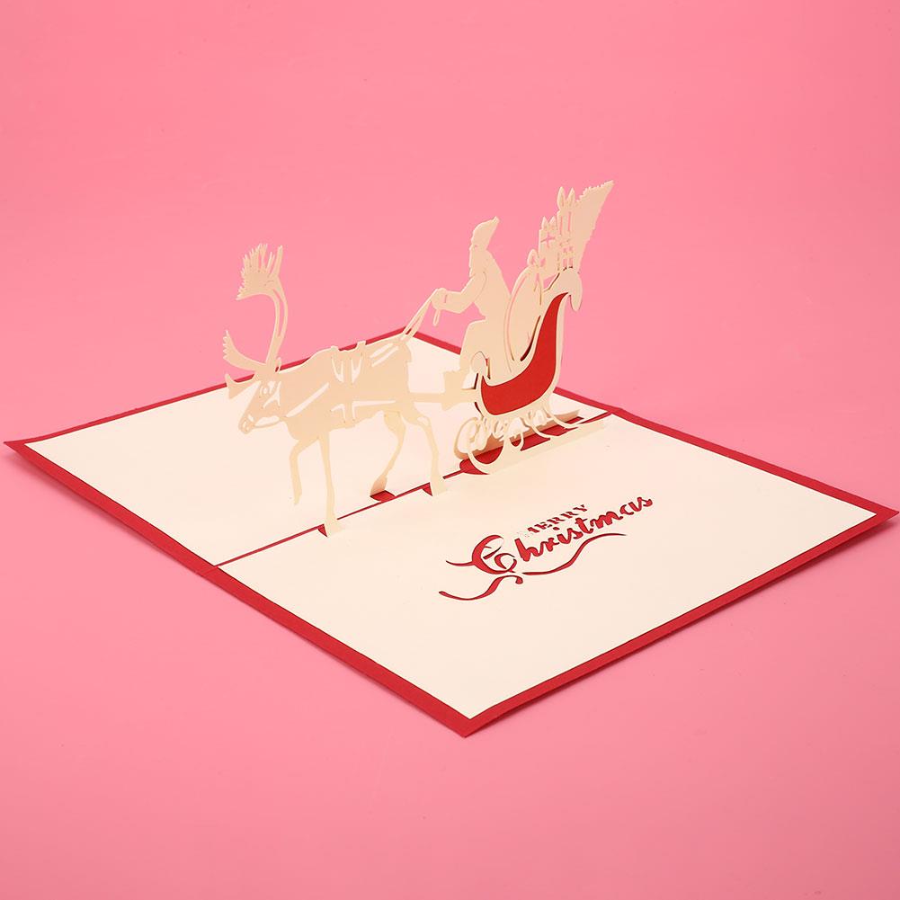 Handmade Cards 3D Year Card Postcards Christmas Postcard Pop Up Christmas Diy Year Red Birthday