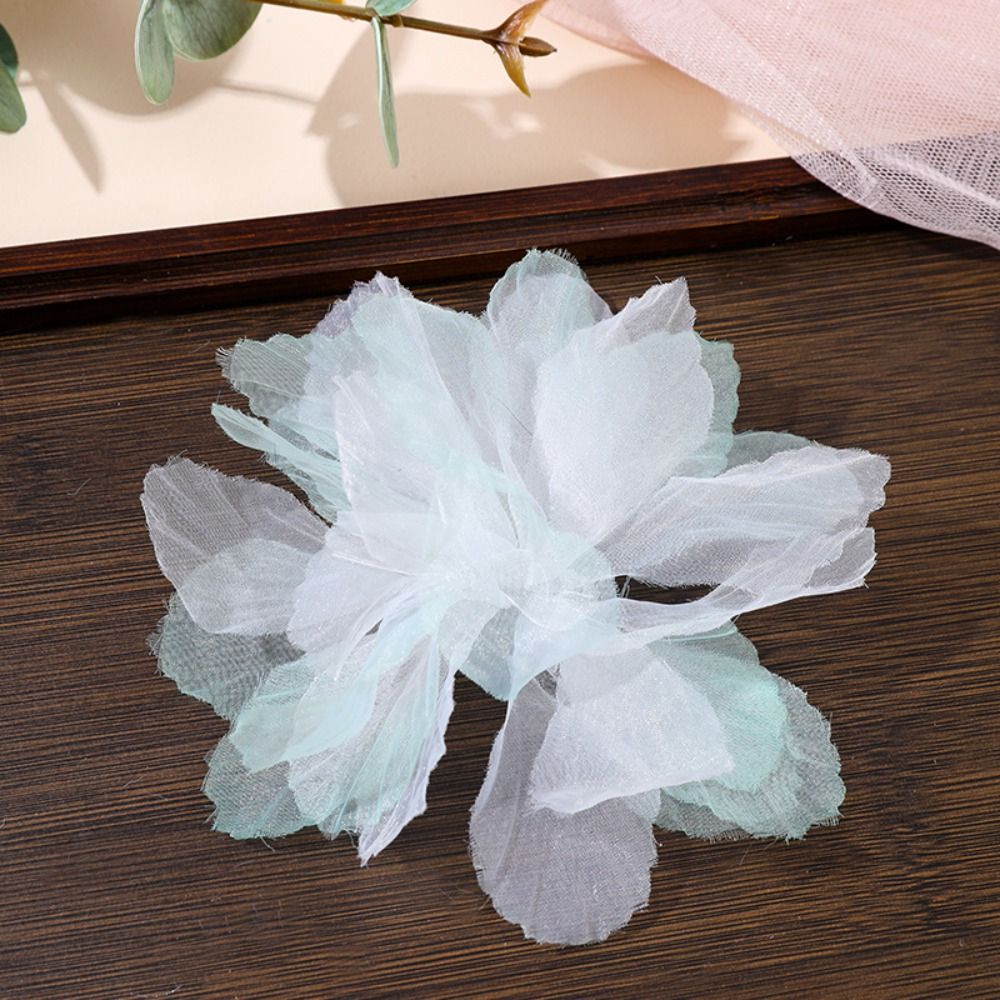 10 Stück künstliche Blumen, 3D-Organza-Blumenapplikationen, Blüzehn, DIY-Bastelarbeiten, Stoffapplikationen, mehrschichtige handgefertigte Stoffapplikationen, Kleiderdekoration: Schwarzes Nickel