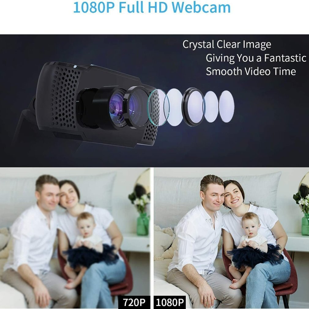 High Definition Computer Web Camera Webcam With Microphone Plug And Play Usb Webcam Built-In Microphone