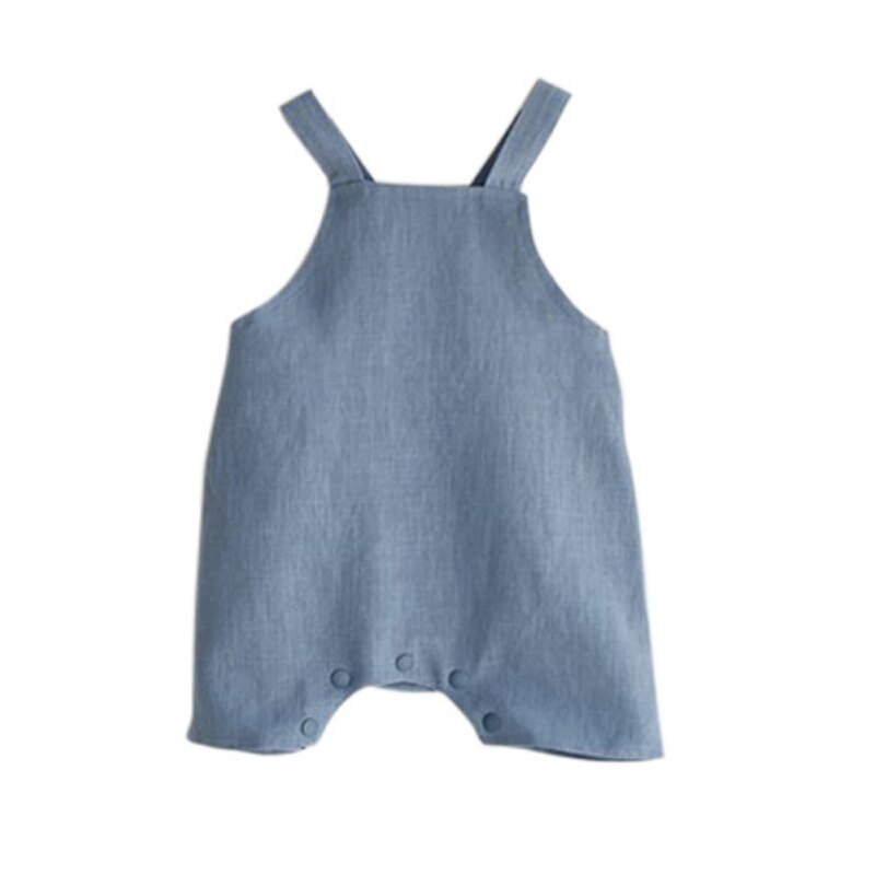 Sommer baby piger drenge sød seler spædbørn børn blødt linned tøj korte overalls: Blå / 12m