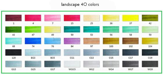 30/40/60 Colors Graphic Marker Pen Set Sketch Art Markers Double Headed Color Art Pens Paiting Pen with 4/5: landscape 40 colors